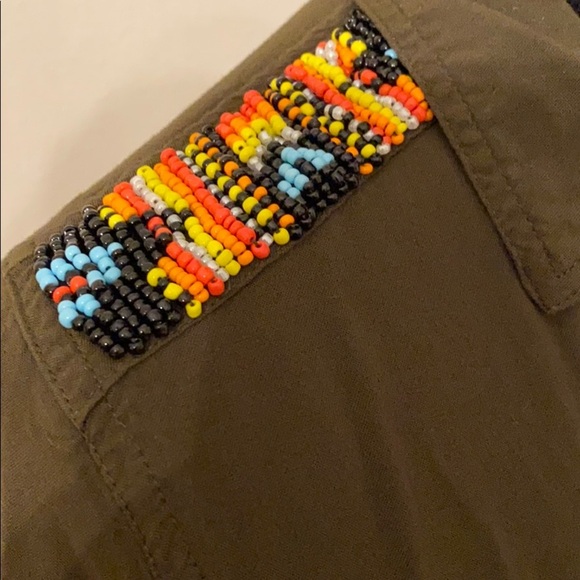 Cute beaded khaki shirt! - Picture 2 of 4
